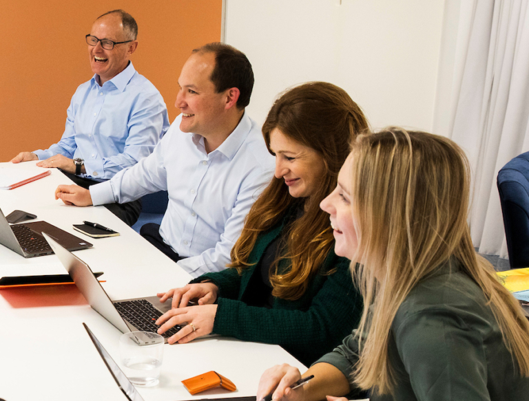 Showing team working together